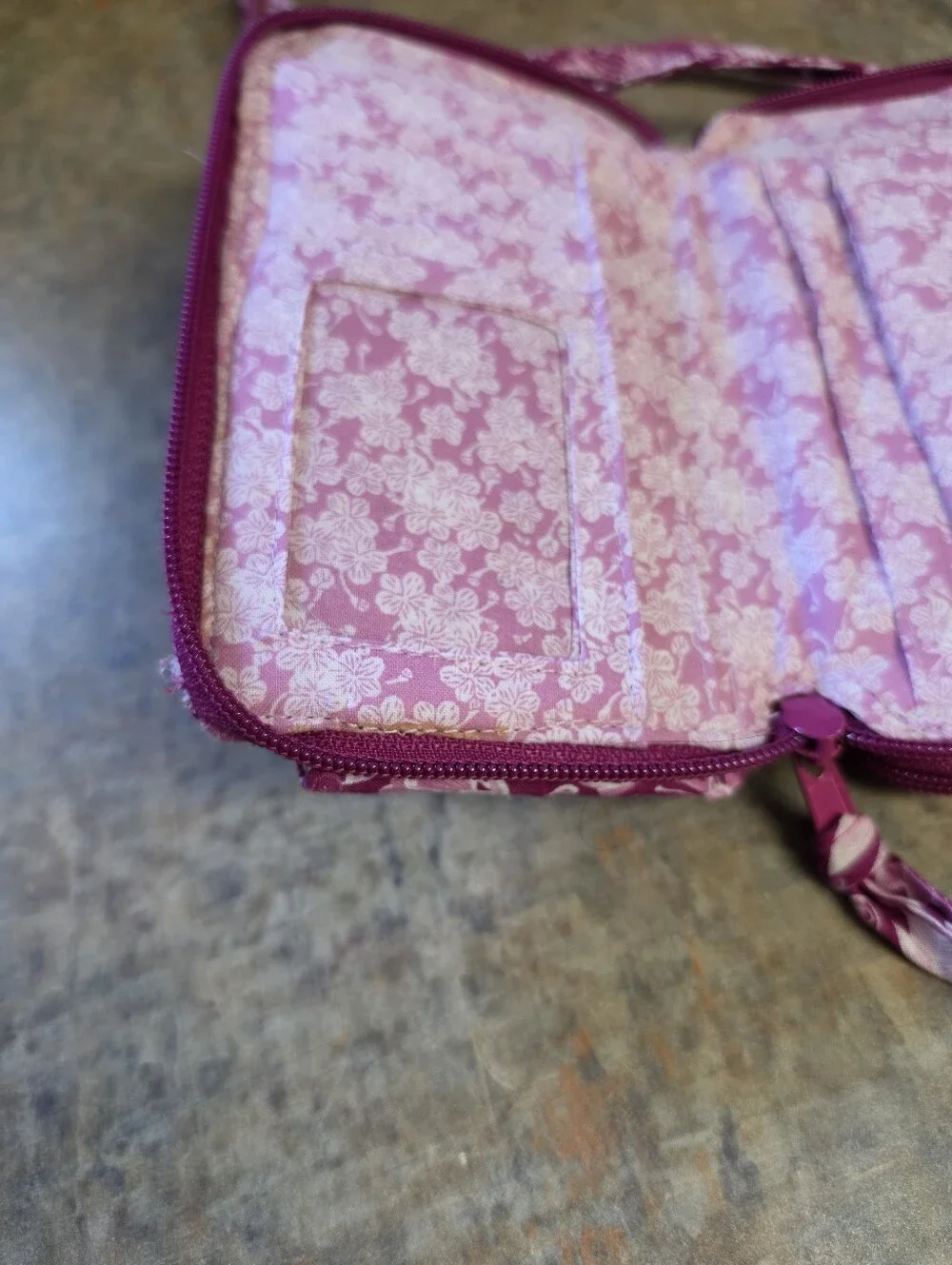 Pink Floral Crossbody Wallet Purse